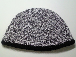 年中被れる 浅型１５㎝▲イスラム帽▲　コットン・綿１００％/黒・MIX　細編み　ハンドメイド