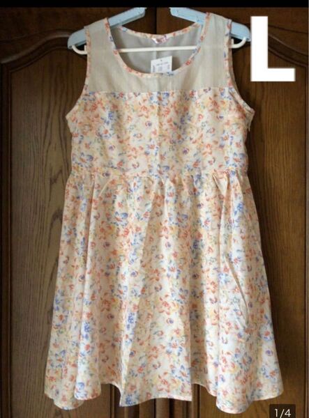 新品 タグ付き ハニーズ レース ワンピース オレンジ系 花柄 L パーティ