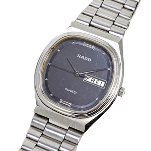 RADO QUARTZ 114.3481.4 ラドー クォーツ デイデイト メンズ 腕時計 グレー系文字盤 社外ベルト 003FOZI22