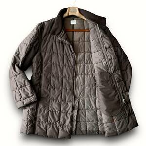 A12『アルマーニコレツィオーニ ARMANI』54 2XL 3L前後 キルト キルティング 中綿 コート ジャケット アウター 衿裏レザー 防寒 ブラウン