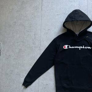 champion チャンピオン プリント ワンポイントロゴ プルオーバー パーカー ブラック S