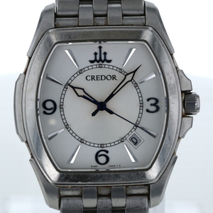 セイコー SEIKO クレドール 8J82-0AC0 クオーツ ホワイト 3針式 メンズ 腕時計 【xx】【中古】4000020801300790
