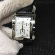 新品 未使用 AIGNER アイグナー クロノグラフ スクエア腕時計 A03100 稼働 革ベルト クォーツ 管理番号H884 K394A_画像9