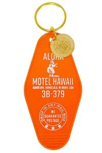 モーテル ハワイ キーホルダー オレンジ プラスチック製 フラガール柄 MOTLE HAWAII ホノルル モーテル ホテル キーホルダー