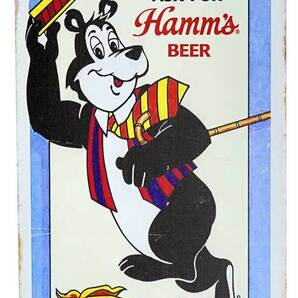 ハムズビール Hamm's BEER ハムズベア レトロ調 ミニサイズ アメリカンブリキ看板の画像1