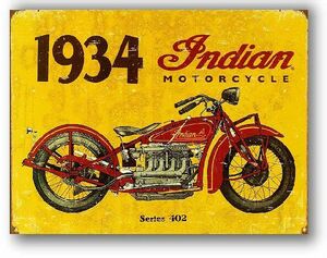 インディアンモーターサイクル 1934 402シリーズ レトロ調 アメリカンブリキ看板 アメリカン雑貨 メタルプレート