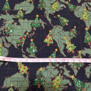 【180】クリスマス　生地はぎれ　世界地図　クリスマスツリー　パッチワーク