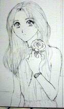 手描きイラスト　オリジナル　一輪の薔薇と少女　_画像5