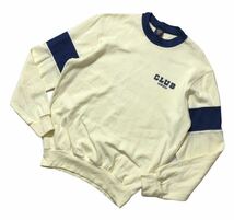 80s ヴィンテージ デサント製 ● CLUB adidas クラブアディダス ● ロゴ プリント スウェット トレーナー アイボリー×ネイビー S_画像1