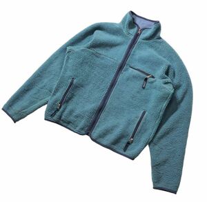 90s ヴィンテージ USA製 ● patagonia パタゴニア ● ロゴ ラベル 裏地 メッシュ ベビー レトロ パイル フリース ボア カーディガン L