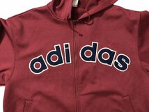 90s ヴィンテージ デサント製 ● adidas アディダス ● ビッグ ロゴ ワッペン ジップアップ パーカ ボルドー L_画像4