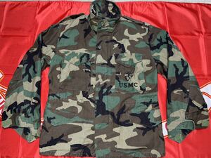 ビンテージ　80's USMC M65 COLD WEATHER FIELD WOODLAND CAMO JACKET DLA100-82-C-0675 プラスジッパー　MEDIUM SHORT 上級曹長バッジ付