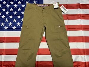 新品未使用タグ付き MADE IN USA WRANGLER COMFORT FLEX STRAIGHT FIT カーゴパンツ 34インチ×30 コヨーテブラウン