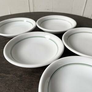 5枚set 玉縁 小プレート 統制陶器 デットストック 検: 白磁 小皿 取り皿 銘々皿 パンプレート デザート 陶器 アンティーク ビンテージ