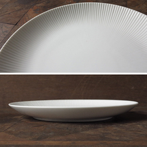 シンプルしのぎ 大きめプレート 2枚セット 白磁 デットストック 1970年代　検: パスタ メイン 大皿 盛り皿 陶器 アンティーク ビンテージ_画像6