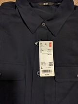 新品/ユニクロ/UVカット長袖シャツ　しわになりにくい　お手入れ簡単　UPF50 少し長め丈　ネイビー　紺　レディースＬUNIQLO_画像4