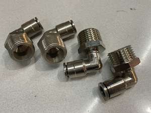 エアサス 8MMホース-1/2NPT-L ワンタッチホースジョイント金属製 4個