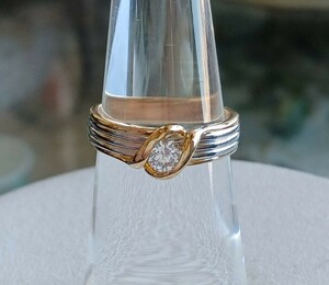 K 18/PT 900( Gold / платина ) бриллиантовое кольцо #12