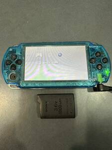 【PSP】SONY ソニー PSP 1000 プレイステーションポータブル クリア ブルー 動作確認済み ゲーム機本体のみ バッテリーあり ケーブルなし