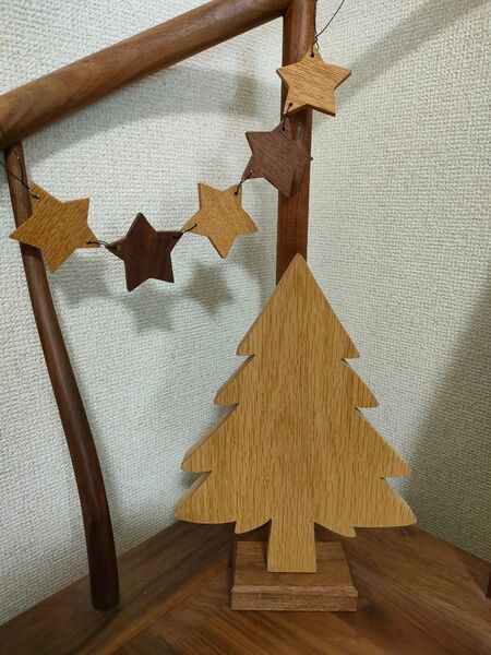 木製 クリスマスツリー&星のガーランド