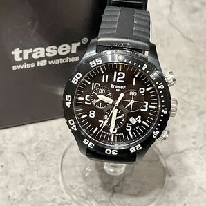 希少 美品 TRASER トレーサー 9031555 P6704 Officer Chrono ブラック ミリタリーウォッチ メンズ 腕時計の画像1