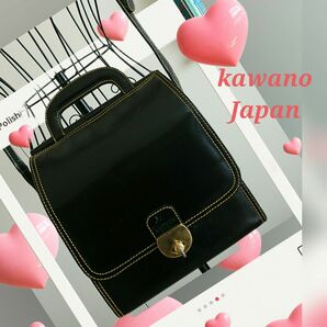 kawano Japan レトロ モダン クラシカル ショルダーバッグ ハンドバッグ 黒 ブラック オシャレ 小物アイテム 