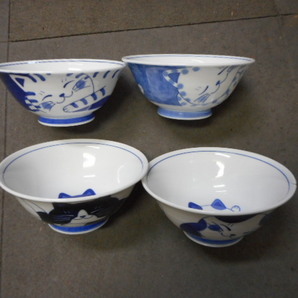 軽量食器、藍染ねこラーメン４柄セット 日本製美濃焼 新品未使用 陶磁器製の画像4
