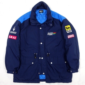 美品 F1 RENAULT RACING TEAM Benetton Formula 1 ルノーレーシングチーム ベネトン 防寒 中綿ジャケット Lサイズ フード襟収納