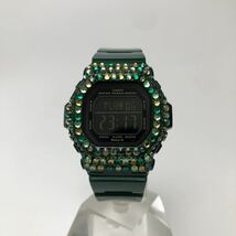 CASIO カシオ Baby-G ベビーG BG5603-3 グロス グリーン オリジナルデコウォッチ スワロフスキーストーン ラメ 腕時計 レディース 緑_画像1