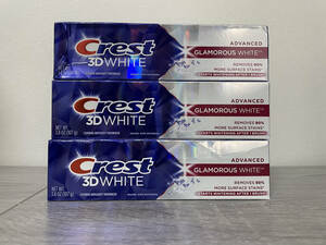 【送料無料】 107g 3本セット　Crest 3D Glamorous White クレスト３Dグラマラスホワイト　ホワイトニング アドバンス 歯磨き粉 Colgate 