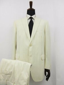 HH 未使用品 【ブリオーニ Brioni】 BRACCIANO 裏地シルク 2ボタン スーツ (メンズ) 48~50相当 オフホワイト系 ストライプ 伊製 ●27HR3024