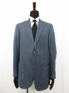 美品【コルネリアーニ CORNELIANI】シルク混 シングル2ボタン 織柄ジャケット (メンズ) size50 ネイビー系 伊製 ●17MJ8307●