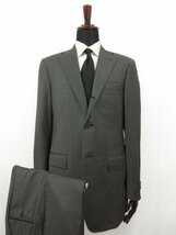 美品 【コルネリアーニ CORNELIANI】 シングル3ボタン段返り スーツ (メンズ) size48－6R グレー系 ストライプ ●27RMS7018_画像1