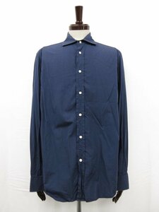 【ラルフローレン パープルレーベル Ralph Lauren】 ワイドカラー 長袖シャツ (メンズ) size16 ネイビー イタリア製 ●29MK2174●