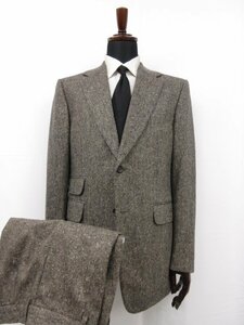 HH極美品【ダンヒル dunhill】 BELGRAVIA 裏地シルク混 2ボタン スーツ (メンズ) size8-52S ブラウン系 織柄 イタリア製 ●27HR3143