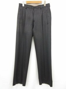 超美品 【ジョルジオアルマーニ GIORGIO ARMANI】 ウールスラックス パンツ (メンズ) size46 グレー系 ストライプ柄 イタリア製 ●28MP9737