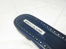 HH 美品 【マノロブラニク MANOLO BLAHNIK】ビジュー付きサンダル ぺたんこ 靴 (レディース) size39 ネイビー系 ●18LZ4218●_画像4