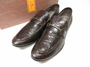 超美品 【エトロ ETRO】 ペイズリー柄 ホースビットローファー スリッポン 紳士靴 (メンズ) size43 ブラウン系 ●18MZA3910●