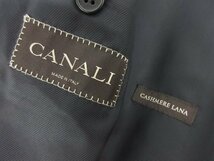 HH超美品【CANALI カナーリ】R555706 カシミア混 肉厚生地 ストライプ柄チェスターコート (メンズ) size48R ネイビー系 伊製 ●17HR3064●_画像5