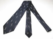 極美品 【タイユアタイ TIE YOUR TIE】 刺繍柄 シルクネクタイ (メンズ) ネイビー系 ●18MM7953●_画像7