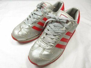 訳あり【adidas アディダス カントリー】820327 ウルトラマンカラー ローカットスニーカー シューズ (メンズ) 25.5 銀×赤 ●18MZA3960●