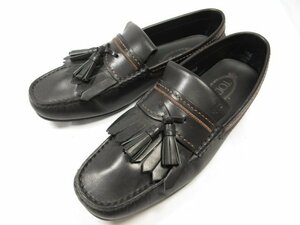 超美品【トッズ TOD'S】キルト×タッセルローファー スリッポン 紳士靴 (メンズ) size7.5 ブラック系 ●18MZA4019●