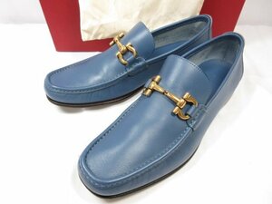 HH 超美品【サルヴァトーレフェラガモ Salvatore Ferragamo】 GIORDANO ガンチーニローファー 紳士靴 (メンズ) size8EE 青 ●18MZA4016●