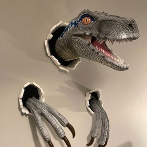 価格対策 恐竜 壁紙 3D 飛び出る インテリア ラプター ヘッド ウォール スタチュー 像 恐竜 彫刻 デザイン インテリア アクセサリー E257