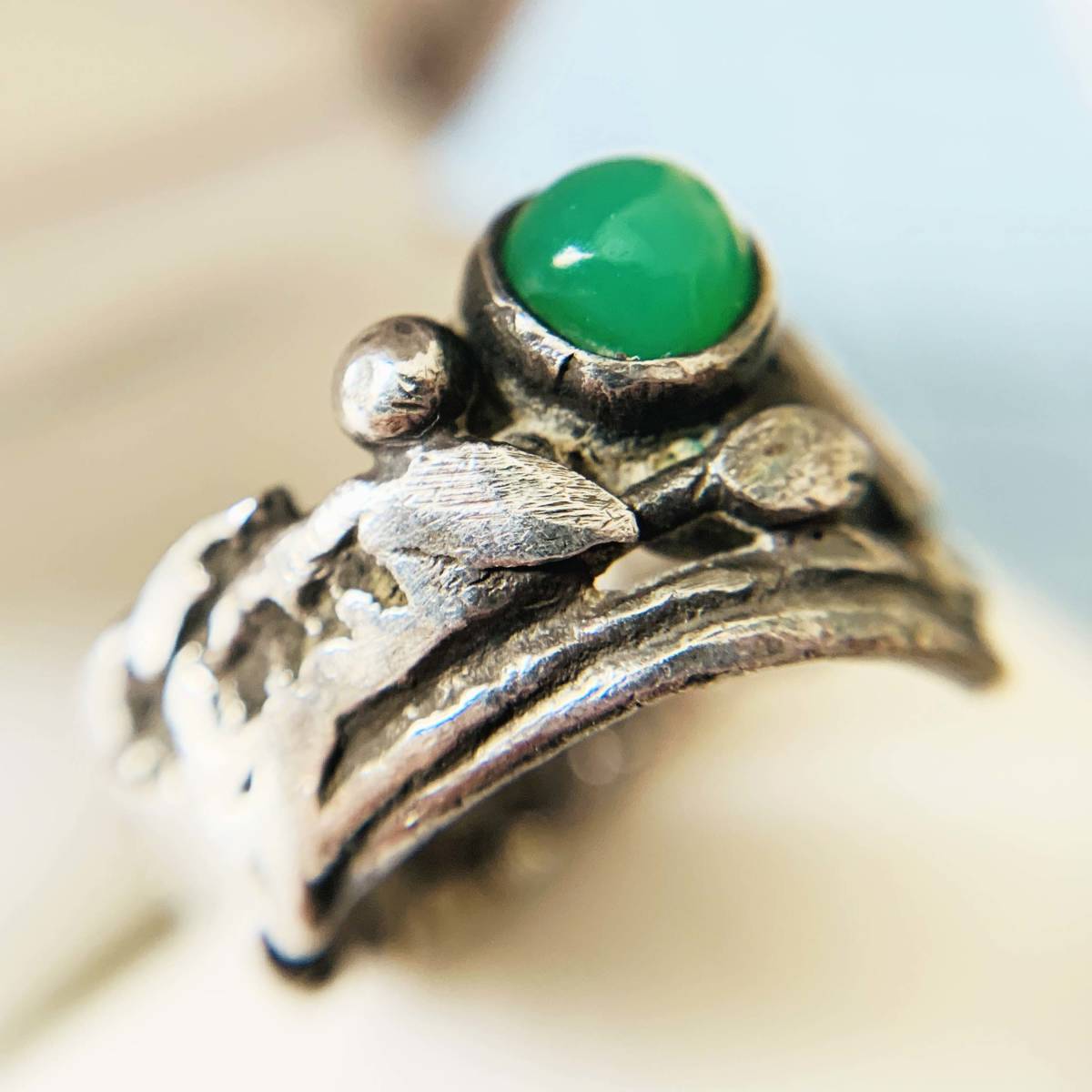 Good Condition Green Stone 925 Silver Ring Handmade Handmade Size Approx. #8 No.5679, ladies accessories, ring, others