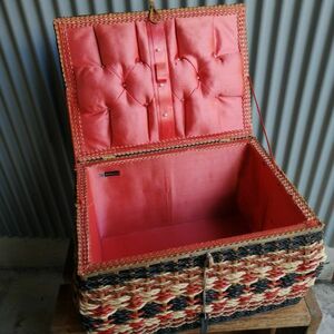  Vintage Showa Retro подлинная вещь коробка для швейных принадлежностей шкатулка для швейных принадлежностей вышивка швейные инструменты корзина плетеный бардачок корзина античный кейс /ga коробка 