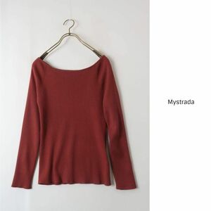 1.1万☆マイストラーダ Mystrada☆洗える バックボタン ボートネックニット 38サイズ☆A-O 0906