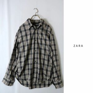 ザラ ZARA☆洗える チェック柄 オーバーサイズ シャツ Sサイズ☆A-O 4286