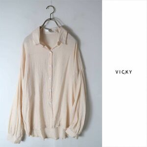 ビッキー VICKY☆洗える オーバーサイズ シアーシャツ 2サイズ☆A-O 1596