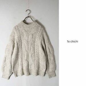 テチチ Te chichi☆3.5GミックスBIGケーブルプルオーバーニット フリーサイズ☆A-O 5071